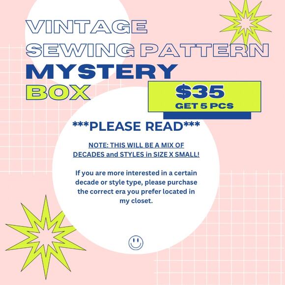 Vintage Sewing Pattern Mystery Box WOMENS XS 5 for $35 1960s - Y2K Any Style - Picture 2 of 2